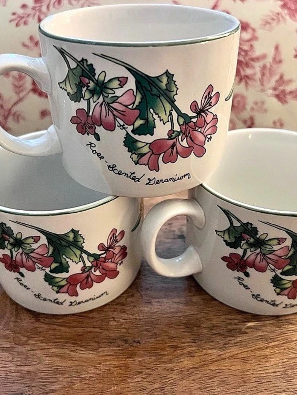 Vintage Sakura Majesticware Floral Mug Set of 3 White Like New